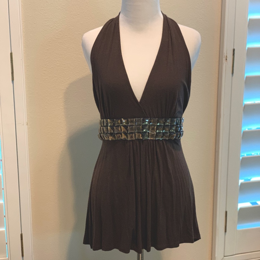 Brown halter style top with stones